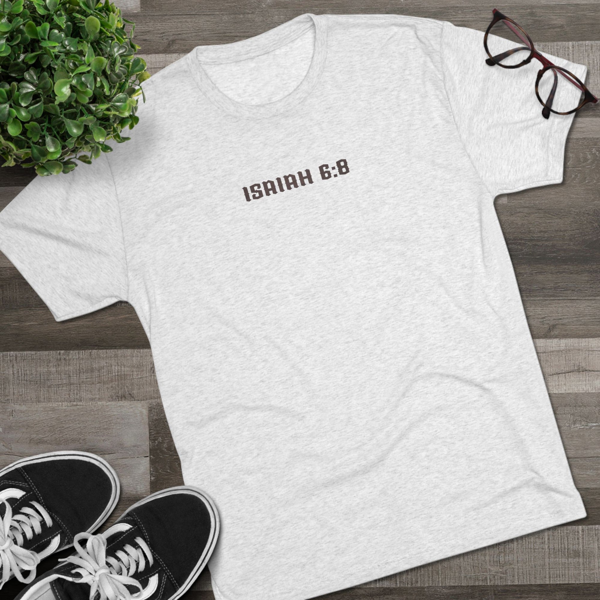 Isaiah 6:8 Inspirational Crew Tee, Christian Faith Shirt, Unisex Tri-Blend T-Shirt, Military Themed Tee, Spiritual Gifts for Men and Women