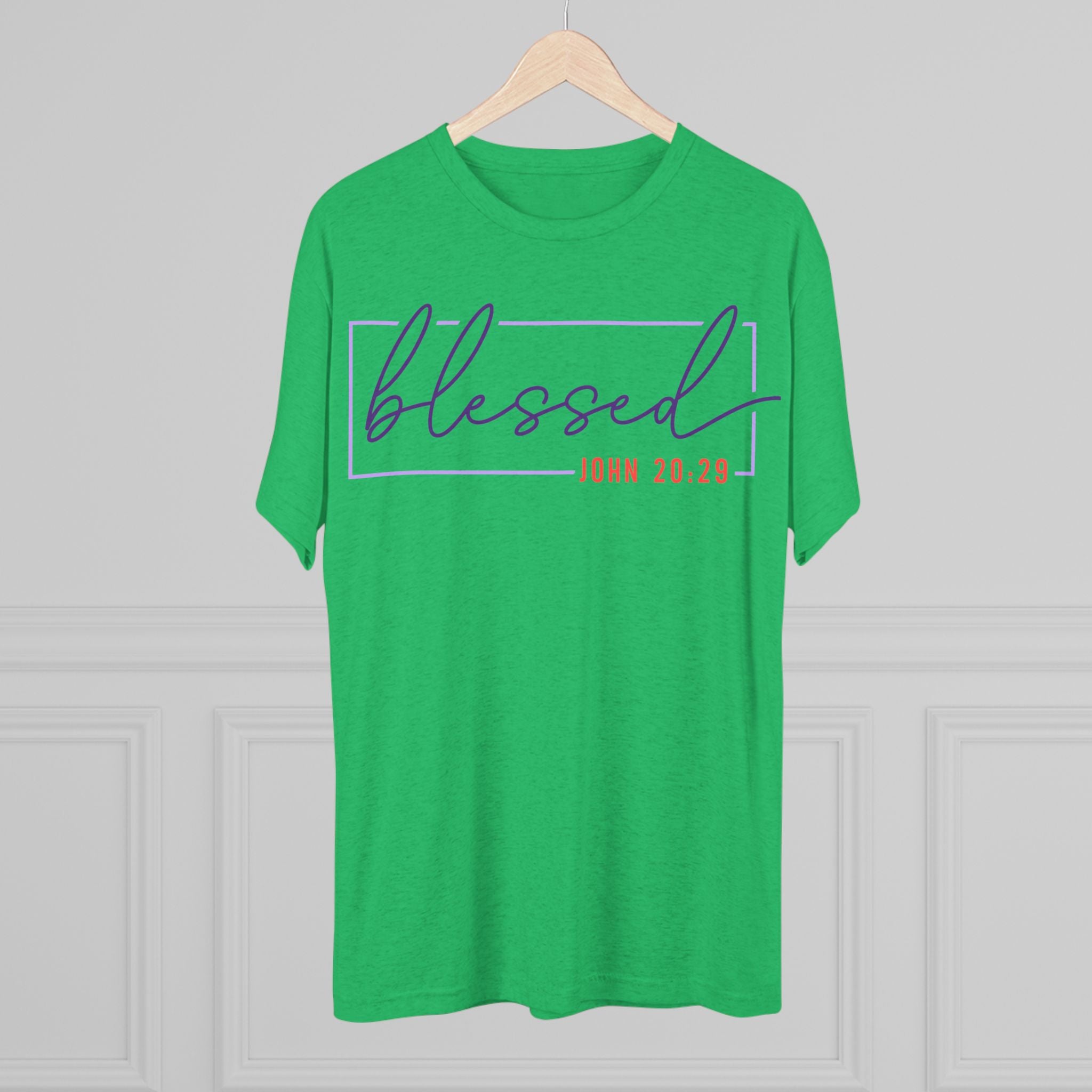 Blessed Unisex Tri-Blend Crew Tee | Inspirational Gift for Friends, Spiritual Wear, Faith-Based Apparel, Green Shirt, Casual Top
