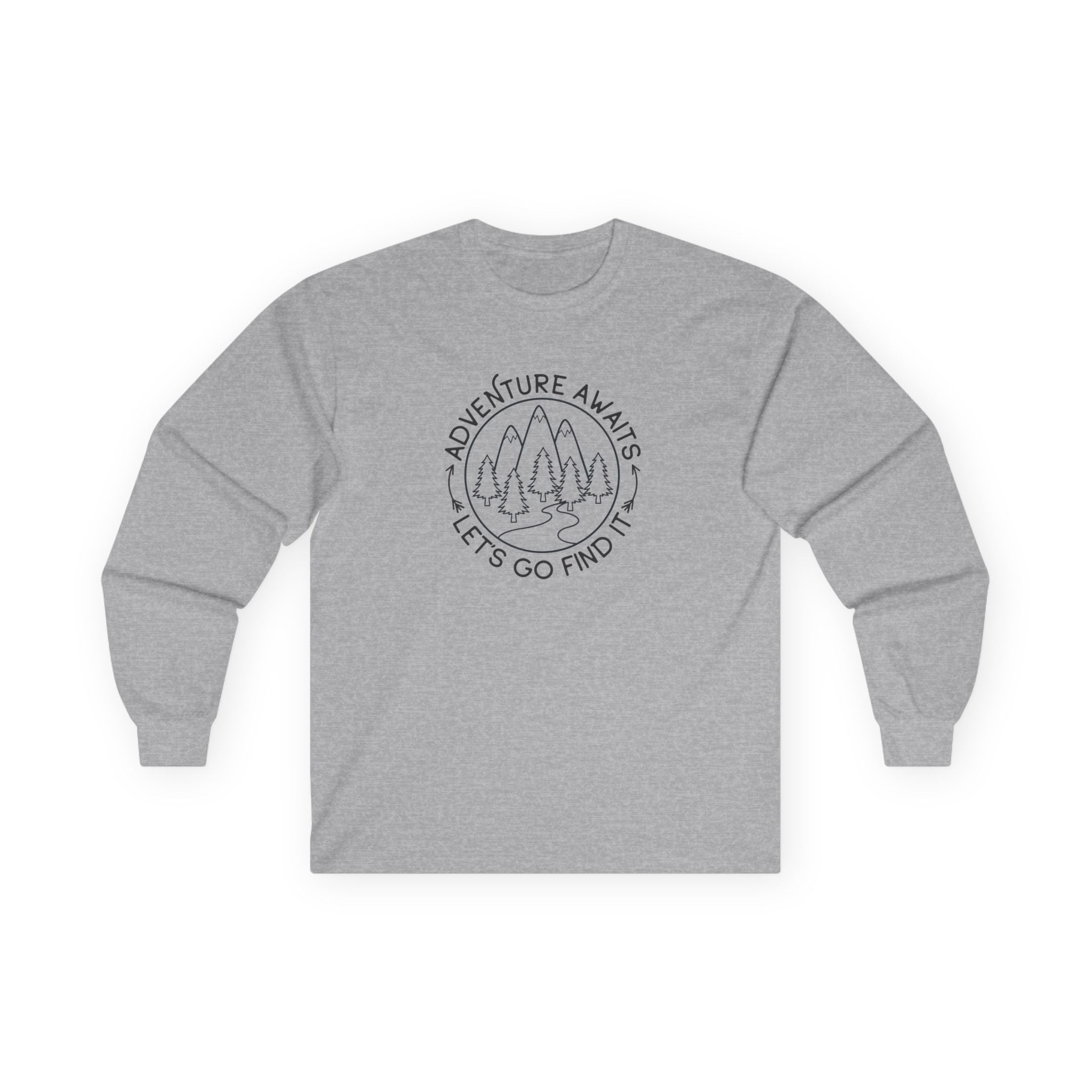 Adventure Awaits Unisex Long Sleeve Tee, Perfect for Outdoor Lovers, Travel Enthusiasts, Gifts, Hiking, Adventure Apparel