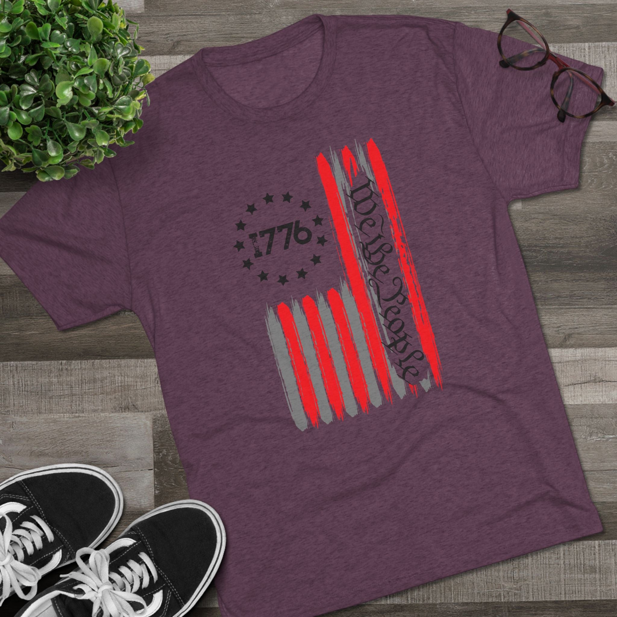 Patriotic Tee - We the People 1776 Flag Unisex Tri-Blend Crew Tee