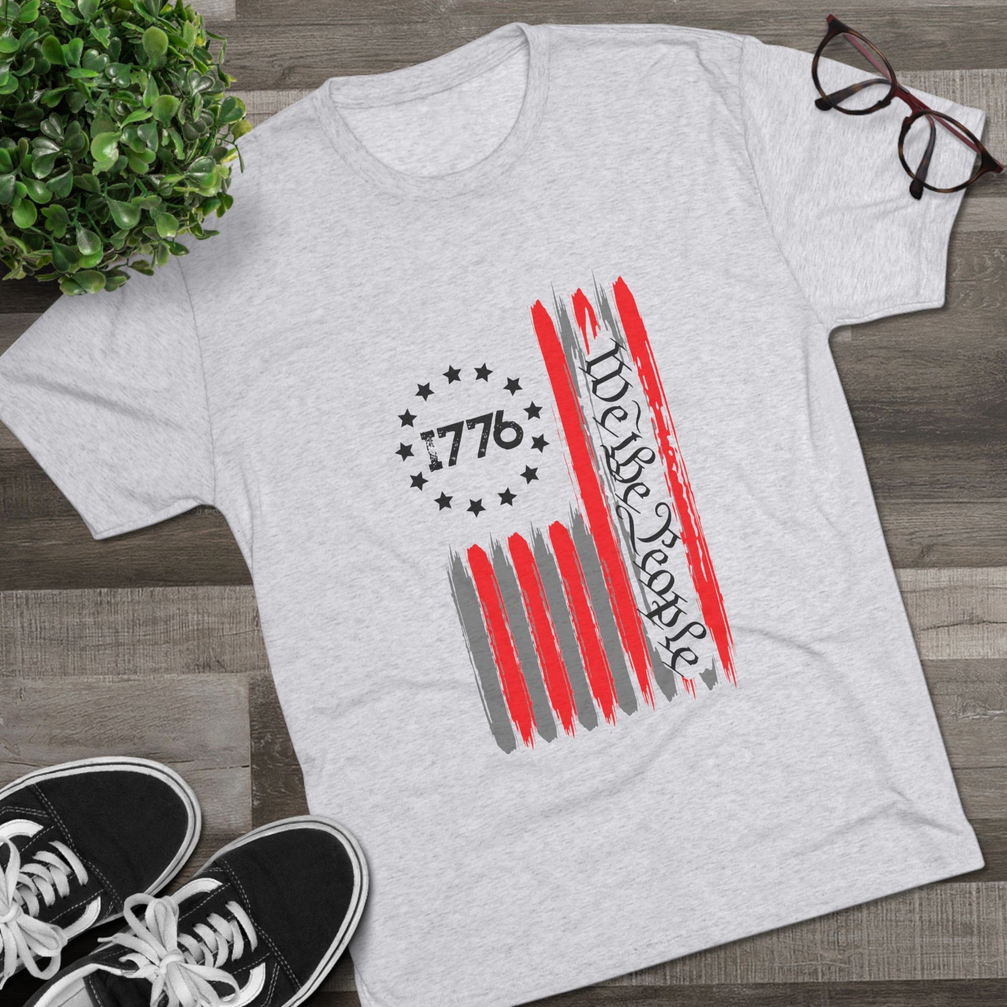 Patriotic Tee - We the People 1776 Flag Unisex Tri-Blend Crew Tee