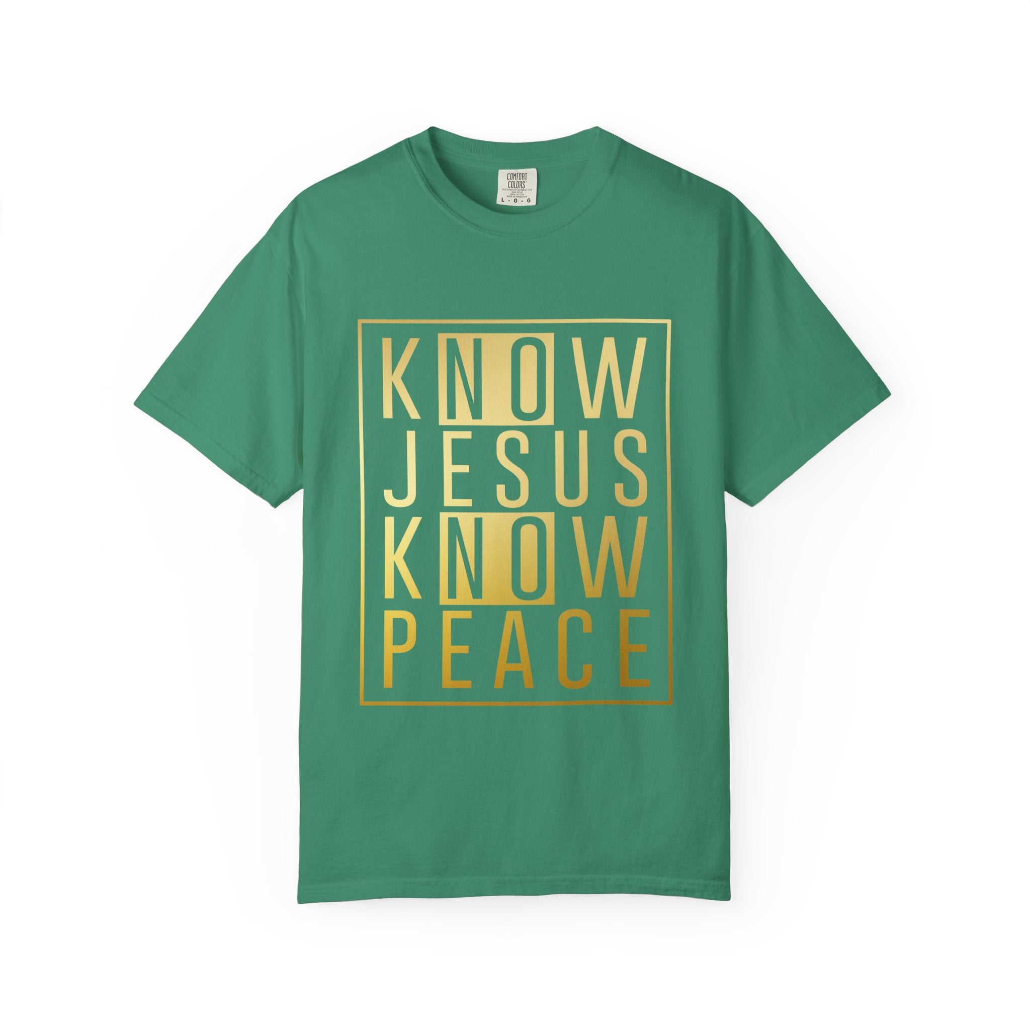Know Jesus, Know Peace Unisex Garment-Dyed T-shirt | Inspirational Apparel for Faith, Church Events, Gifts, Casual Wear, Summer Outfits