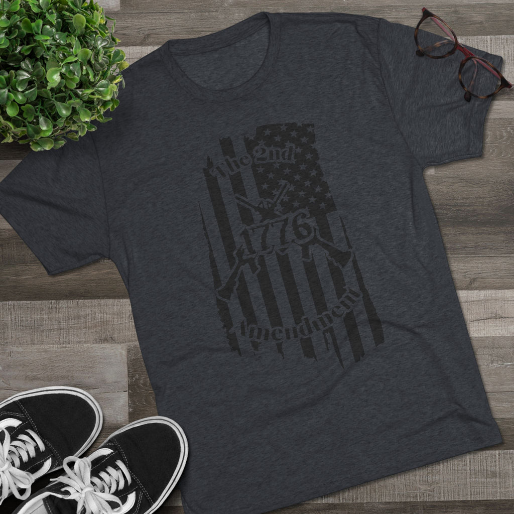 Patriotic Tee - 1776 2nd Amendment Flag Design Unisex Tri-Blend Crew Tee