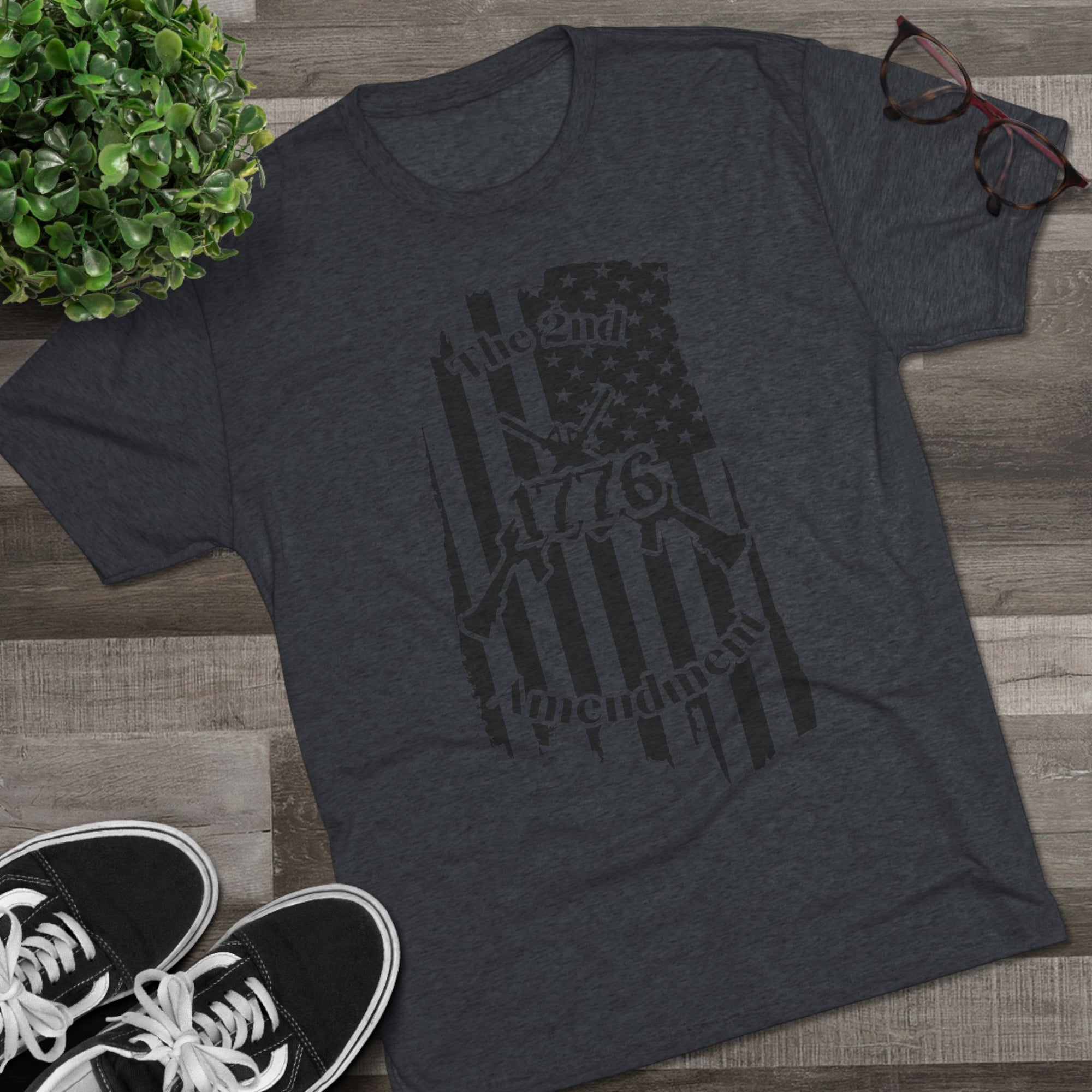 Patriotic Tee - 1776 2nd Amendment Flag Design Unisex Tri-Blend Crew Tee