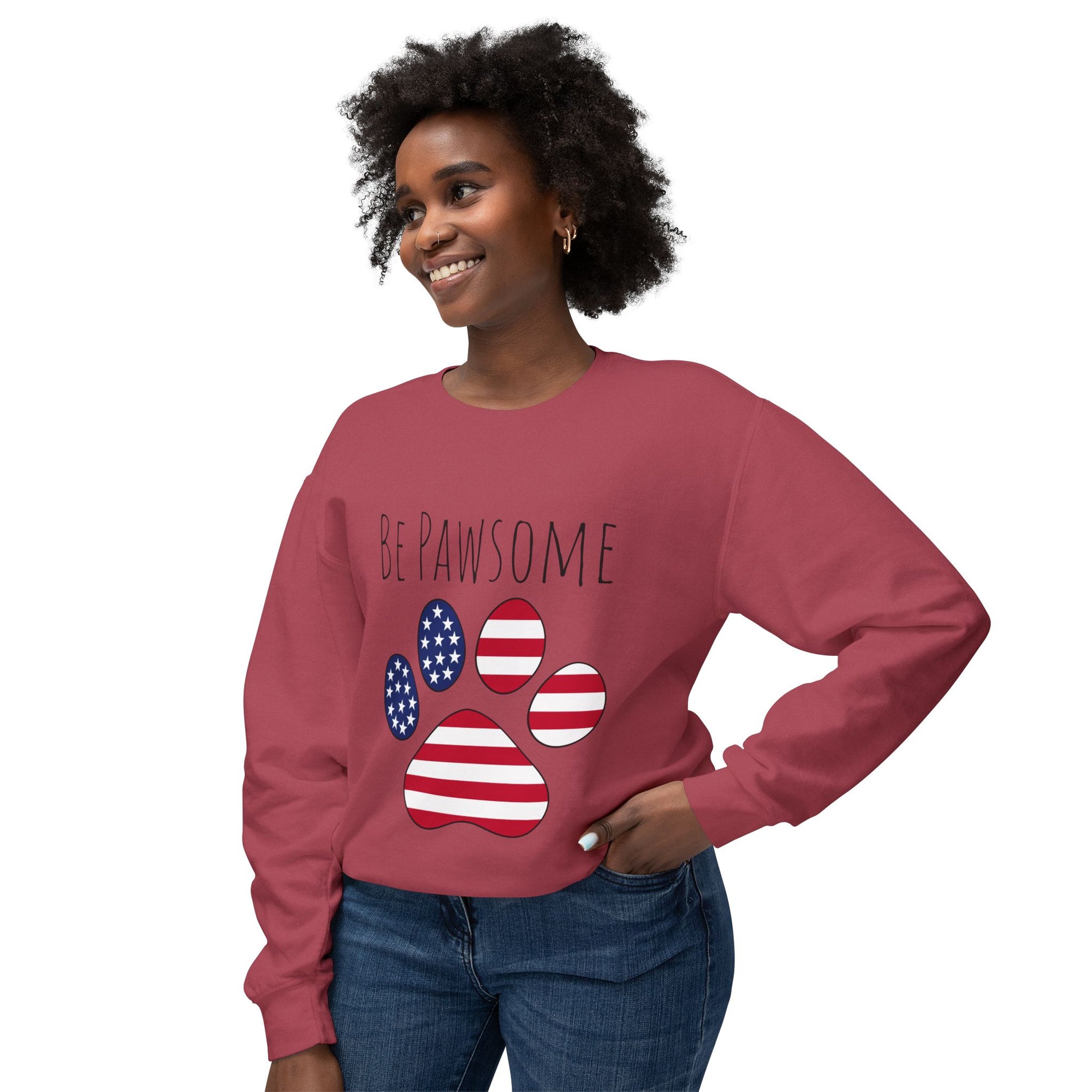 Dog Print Sweatshirt - Be Pawsome Lightweight Crewneck
