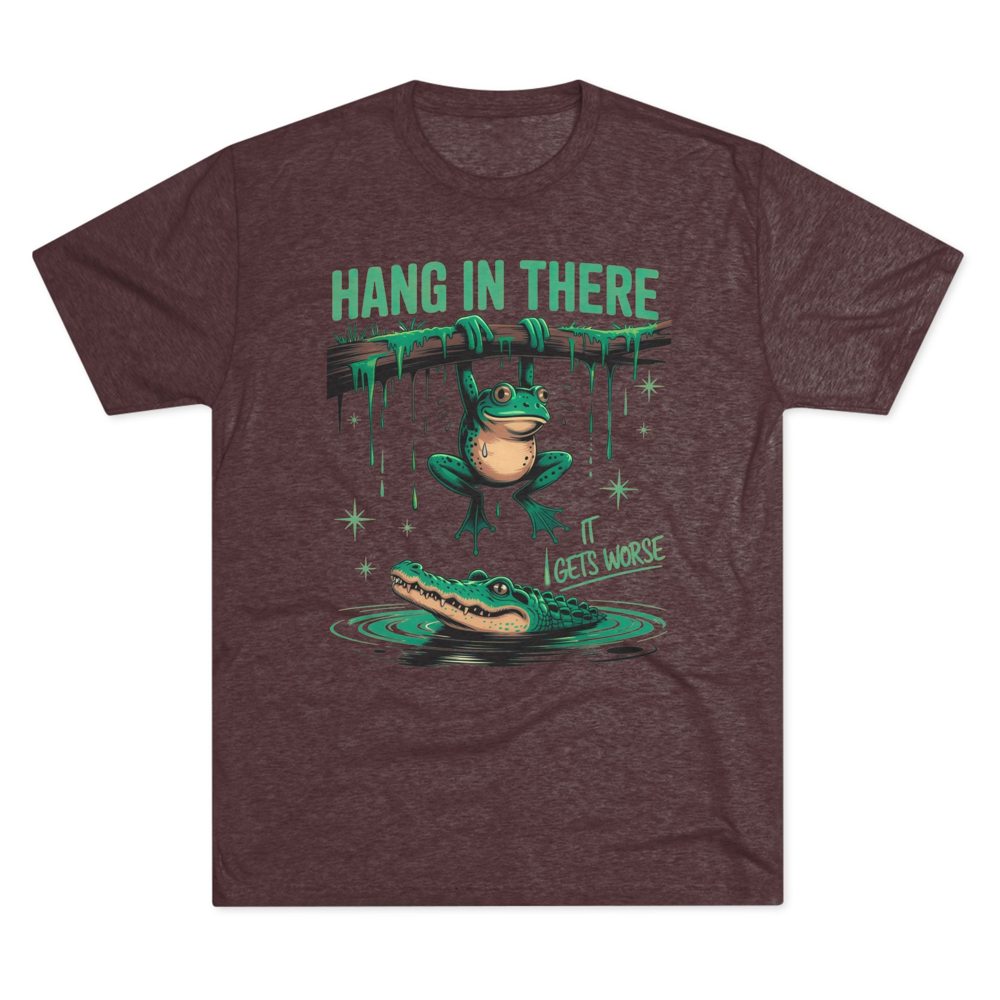 Hang In There Frog Unisex Tri-Blend Crew Tee, Funny Tee, Gift for Frog Lovers, Relaxed Fit T-Shirt