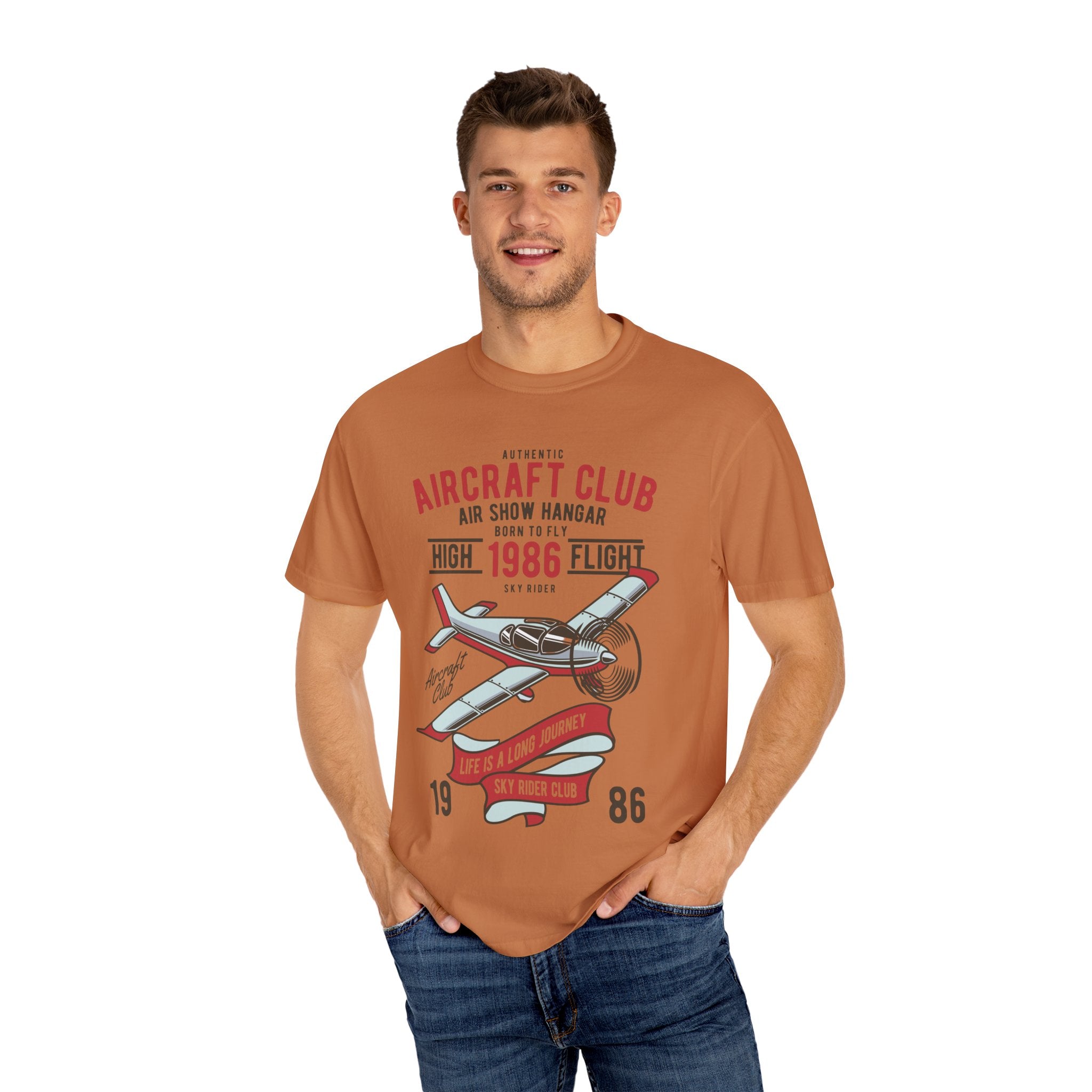 Vintage Aircraft Club T-Shirt | Unisex Garment-Dyed Tee, Aviation Lover Gift, Retro Airplane Shirt, Sky Rider Apparel, Air Show Fashion