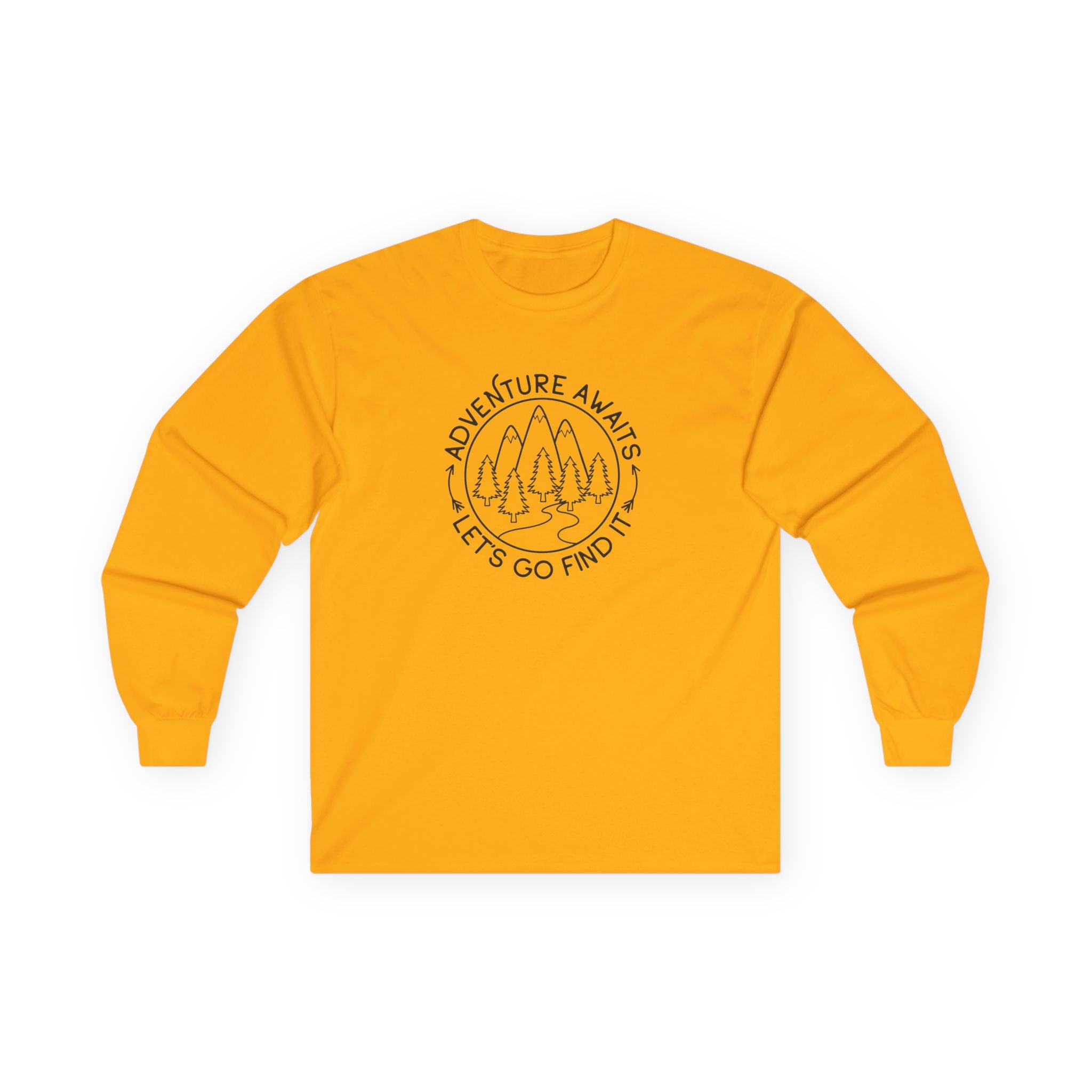 Adventure Awaits Unisex Long Sleeve Tee, Perfect for Outdoor Lovers, Travel Enthusiasts, Gifts, Hiking, Adventure Apparel