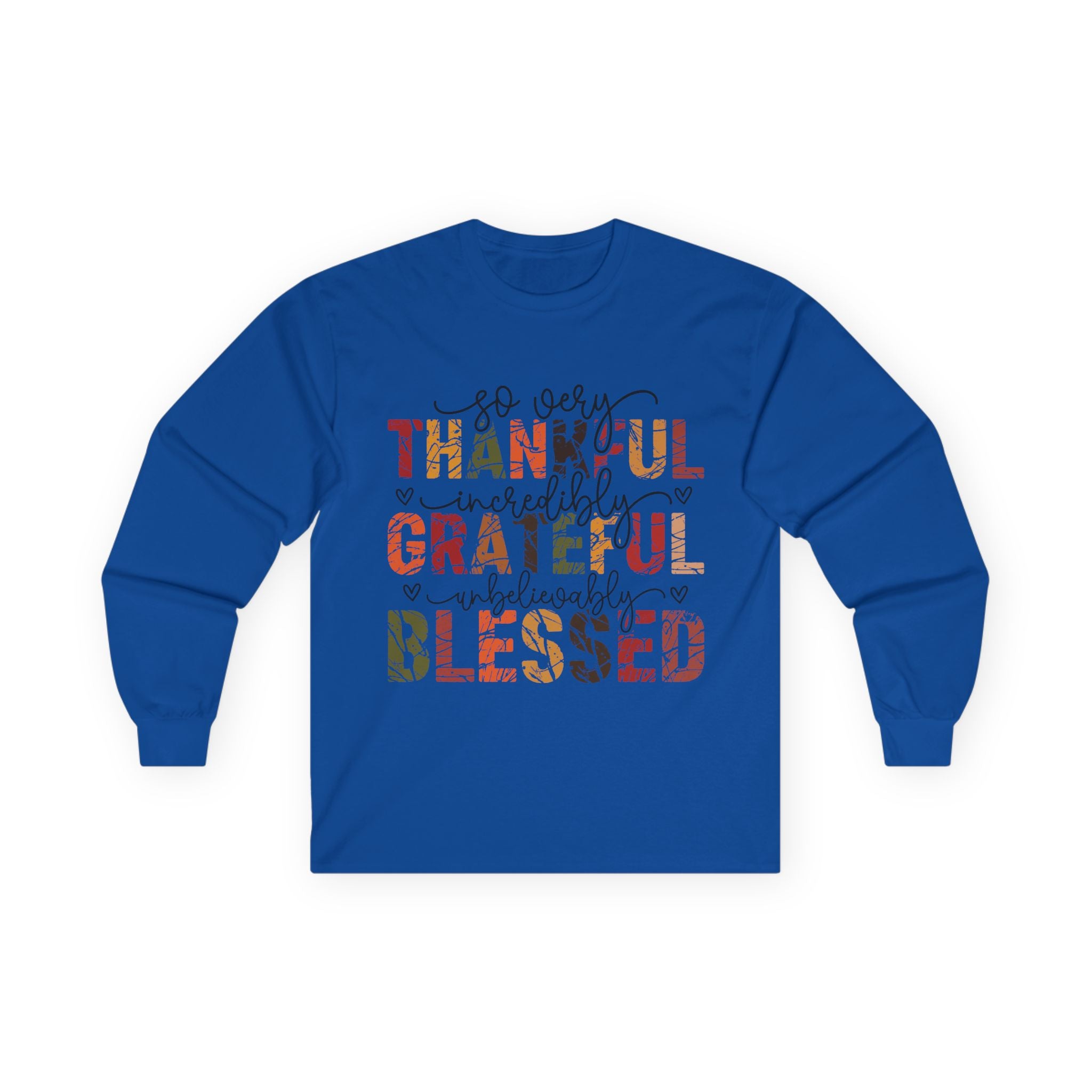 Grateful Long Sleeve Tee, Thankful Tee, Unisex Gift, Fall Fashion, Thanksgiving Apparel, Heartfelt Love Shirt