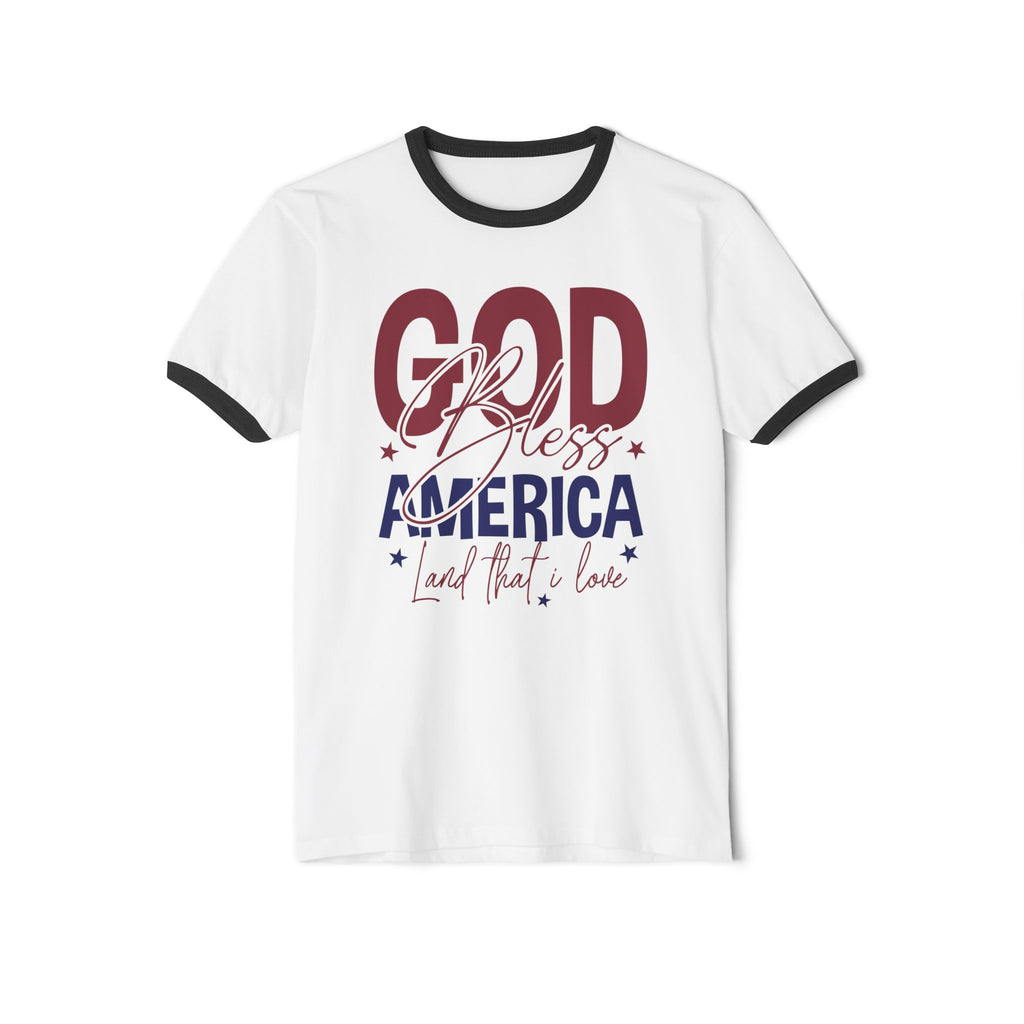 Ringer T-Shirt God Bless America Patriotic Tee