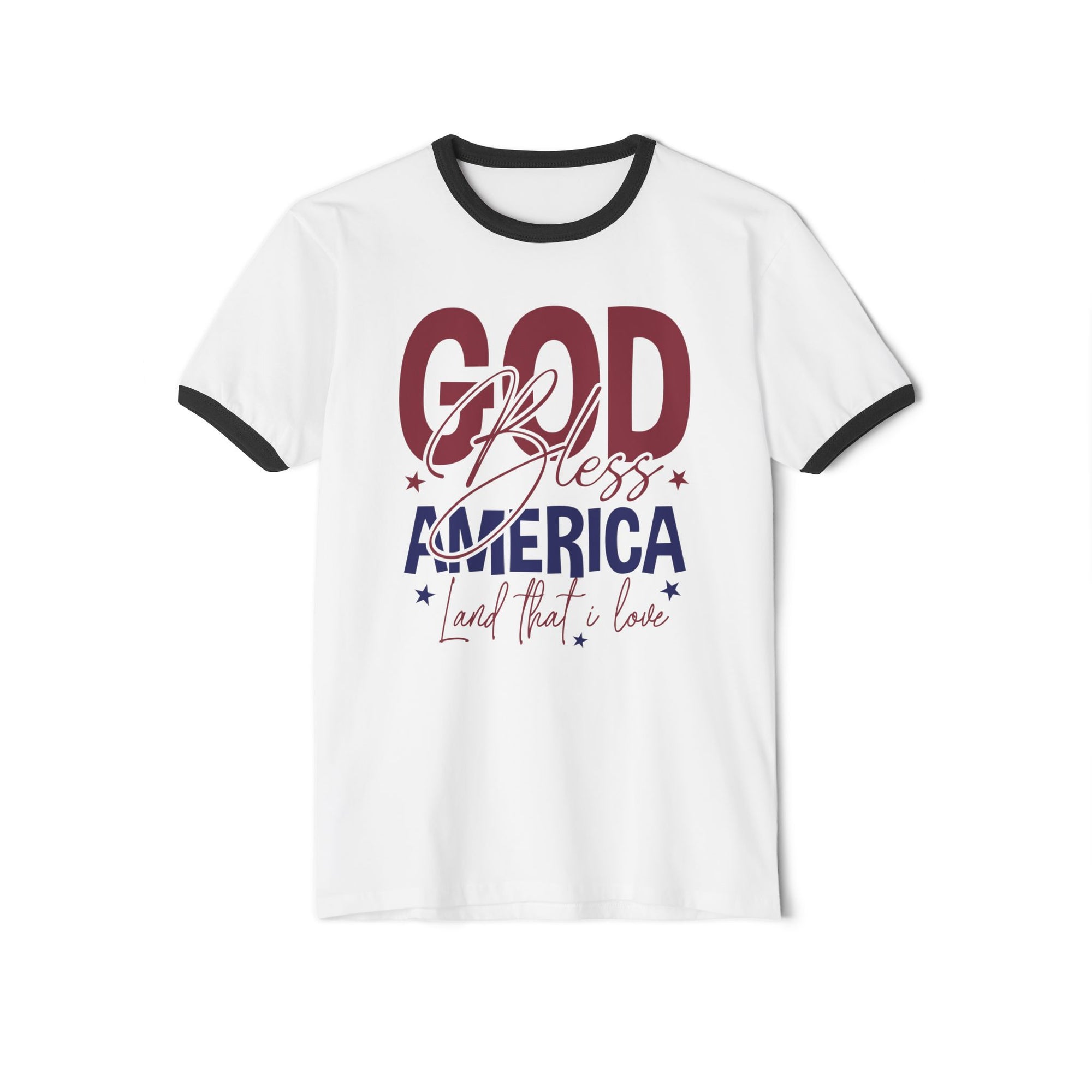 Ringer T-Shirt God Bless America Patriotic Tee