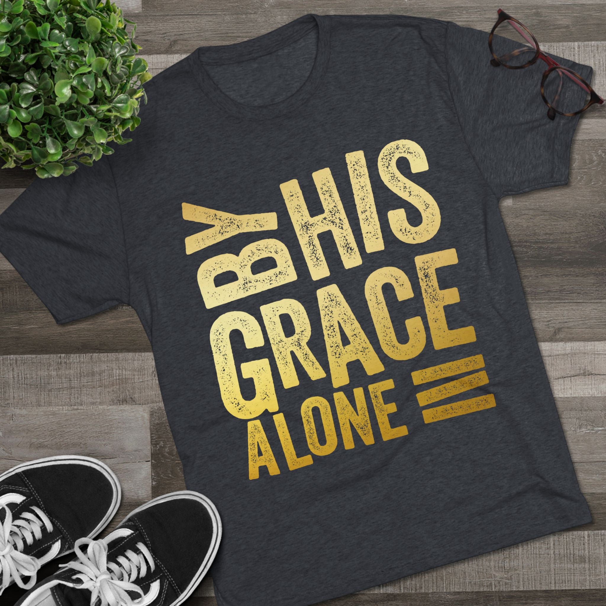Unisex Tri-Blend Crew Tee - 'By His Grace Alone' Inspirational T-Shirt, Faith-Based Apparel, Christian Gift, Casual Everyday Wear, [...]