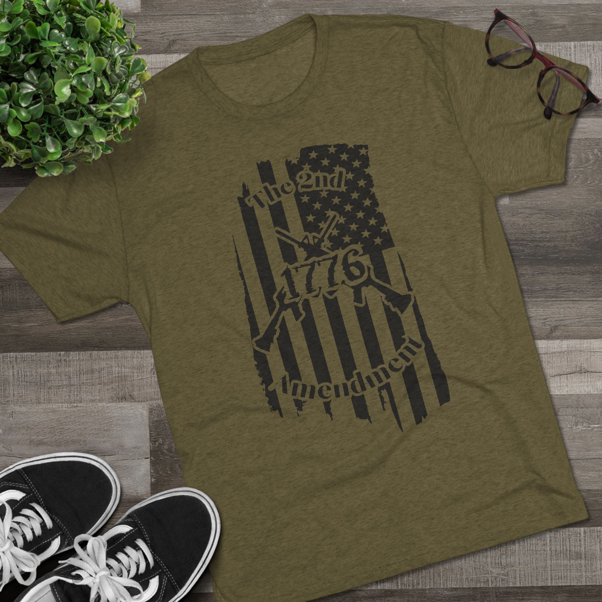 Patriotic Tee - 1776 2nd Amendment Flag Design Unisex Tri-Blend Crew Tee