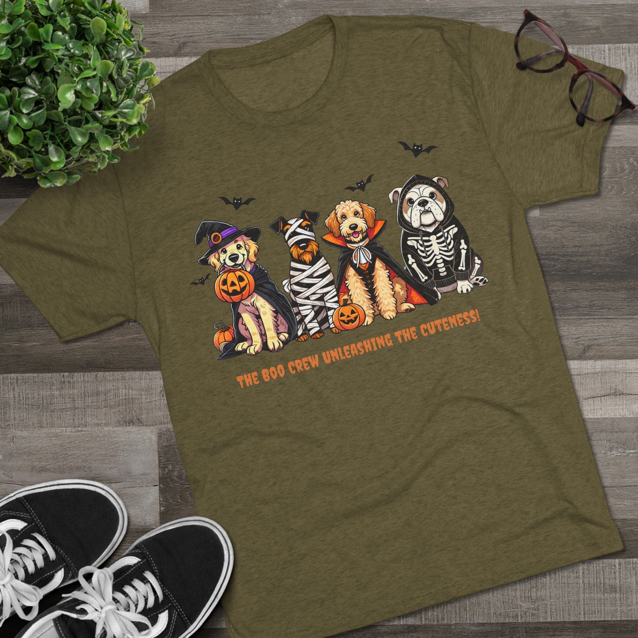 Spooky Paw Graphic Tee - Unisex Tri-Blend Crew Tee for Pet Lovers, Cute Animal Shirt, Halloween Apparel, Dog Lover Gift, Fall Fashion