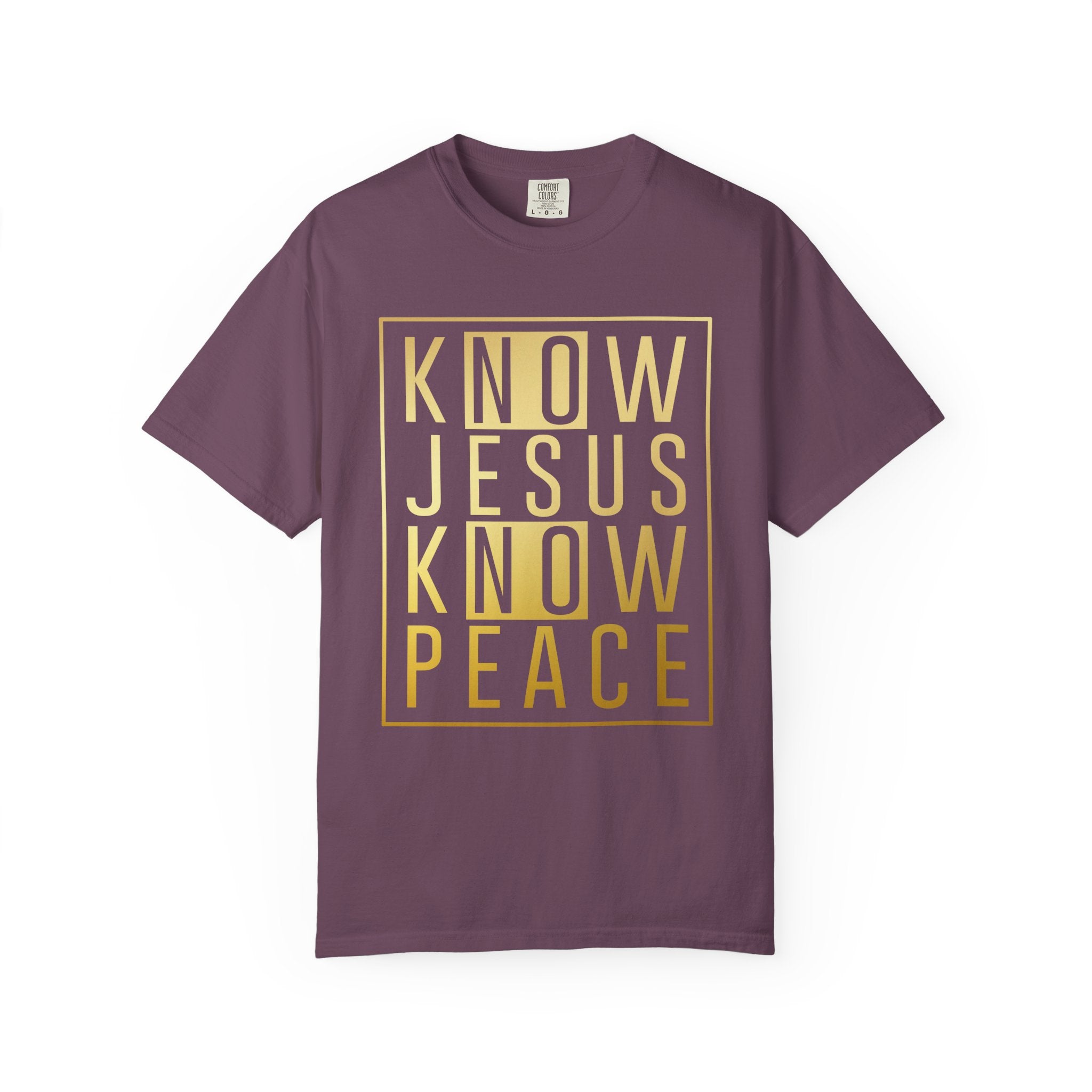 Know Jesus, Know Peace Unisex Garment-Dyed T-shirt | Inspirational Apparel for Faith, Church Events, Gifts, Casual Wear, Summer Outfits