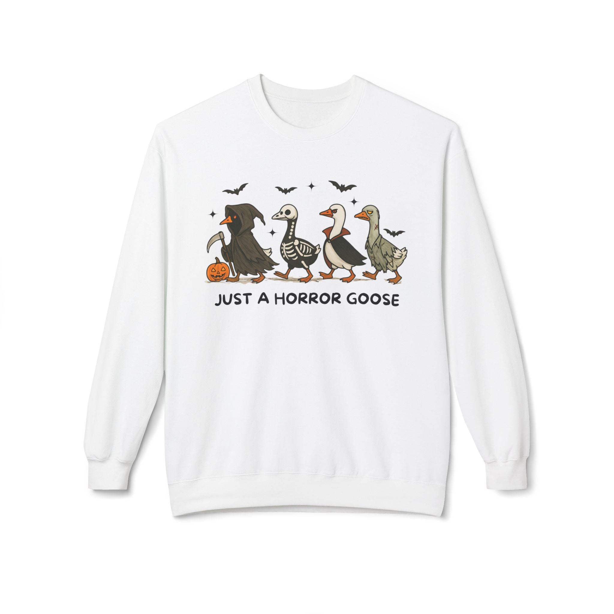 Horror Goose Sweatshirt, Funny Halloween Crewneck, Unisex Fleece Sweatshirt, Cozy Gift for Goose Lovers, Spooky Fall Apparel
