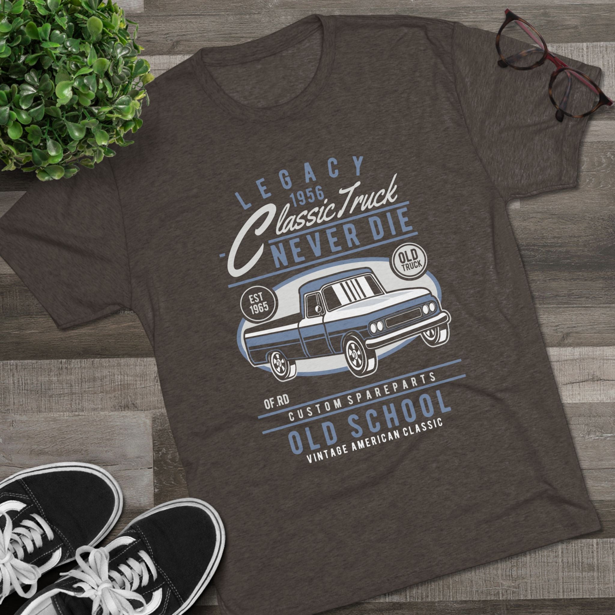Vintage Classic Truck Tee - Unisex Tri-Blend Crew Neck