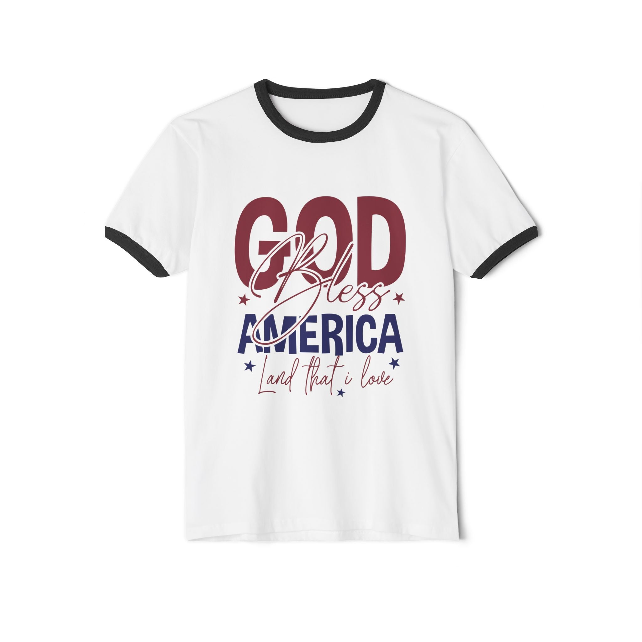Ringer T-Shirt God Bless America Patriotic Tee