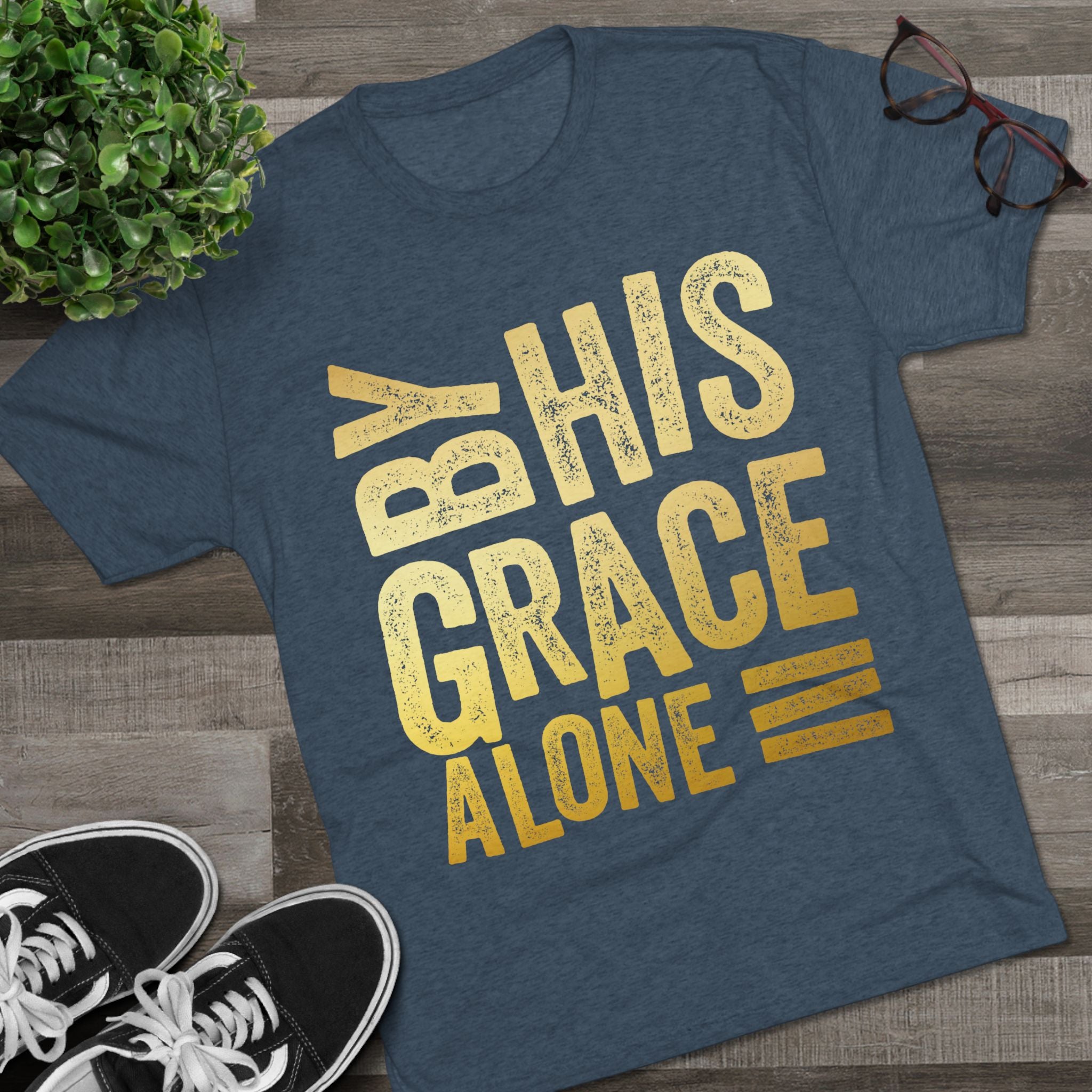 Unisex Tri-Blend Crew Tee - 'By His Grace Alone' Inspirational T-Shirt, Faith-Based Apparel, Christian Gift, Casual Everyday Wear, [...]