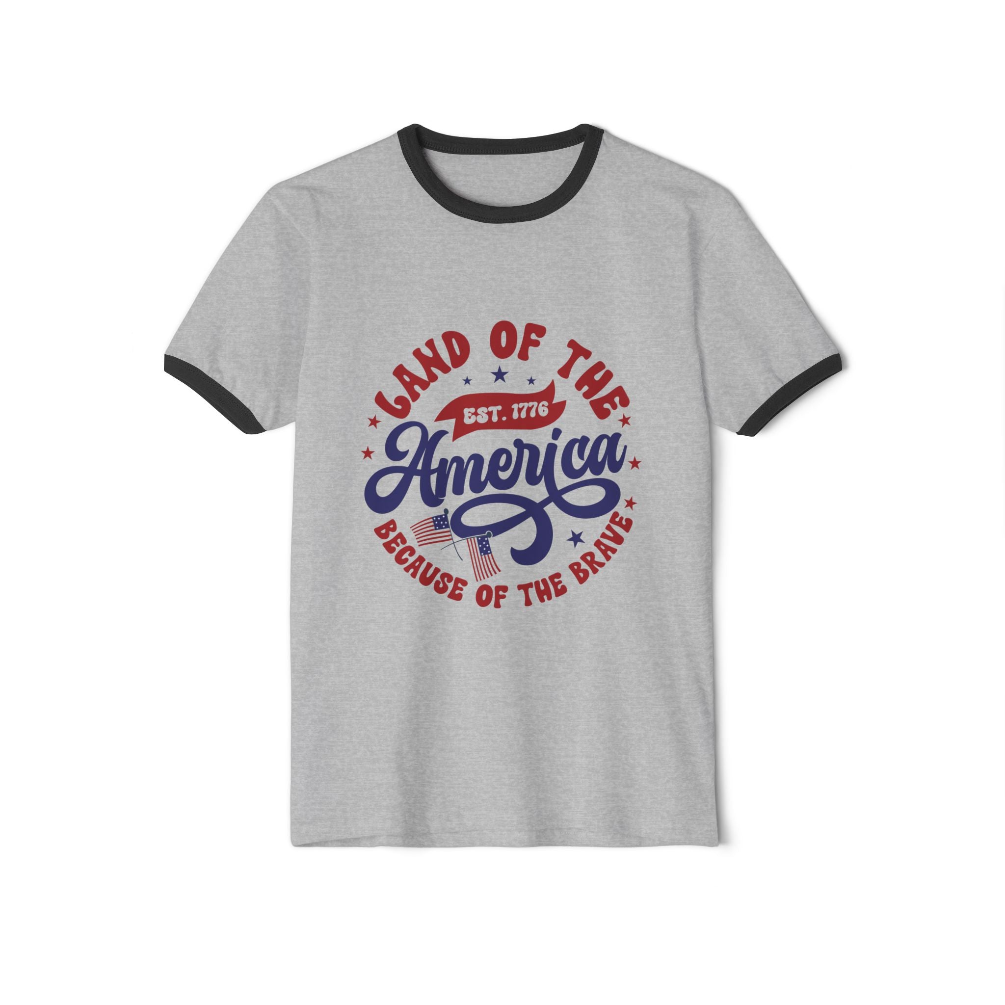 Ringer T-Shirt Land of the Free Because of the Brave